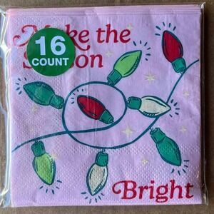 7 Pack Make The Season Bright Beverage Napkins 16 Count 2-Ply 9.84" 112 Total